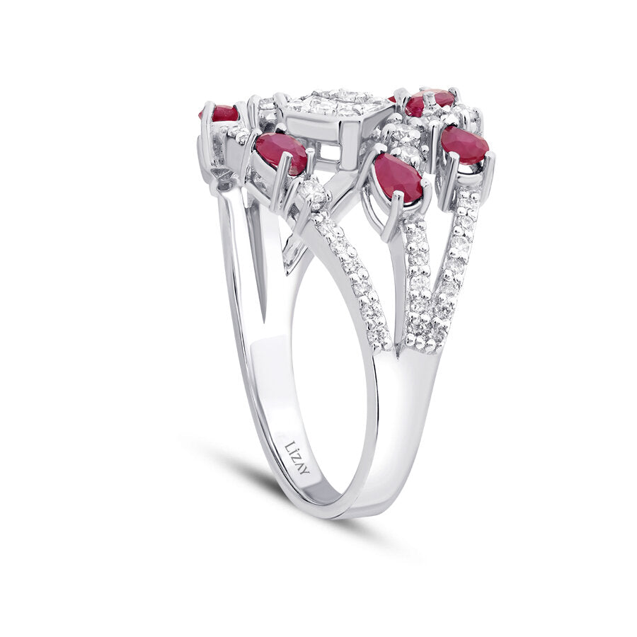 1,12 ct. Diamant Tropfen Rubin Ring