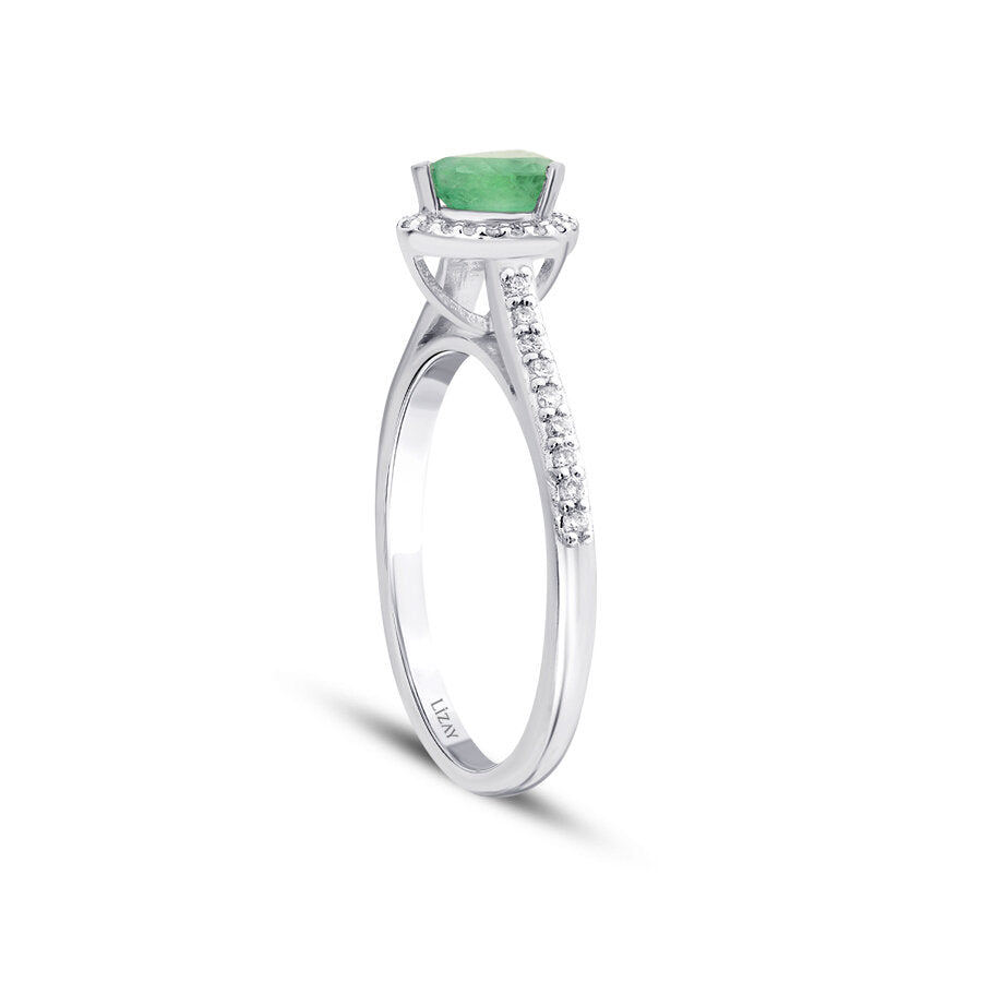 0,59 ct. Diamant Tropfen Smaragd Ring