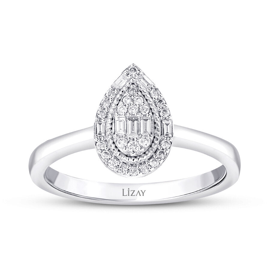 0,17 ct. Diamant Baguette Tropfen Trend Ring