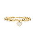 Weiß-Emaille-Herz-Gliederarmband aus Gold