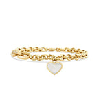 Weiß-Emaille-Herz-Gliederarmband aus Gold