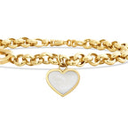 Weiß-Emaille-Herz-Gliederarmband aus Gold