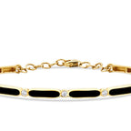 Armreif mit schwarzer Emaille und Steinbesatz aus Gold