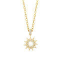 Weiß-Emaille-Sonne-Halskette aus Gold