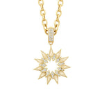 Weiß-Emaille-Sonne-Halskette aus Gold