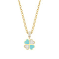 Gold Clover Weiß und Blau Emaille Halskette