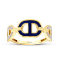 Trendring mit weißer und blauer Emaille aus Gold