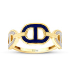 Trendring mit weißer und blauer Emaille aus Gold