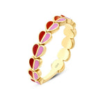 Herz-Ring mit roter und rosa Emaille aus Gold