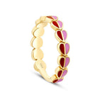 Herz-Ring mit roter und rosa Emaille aus Gold