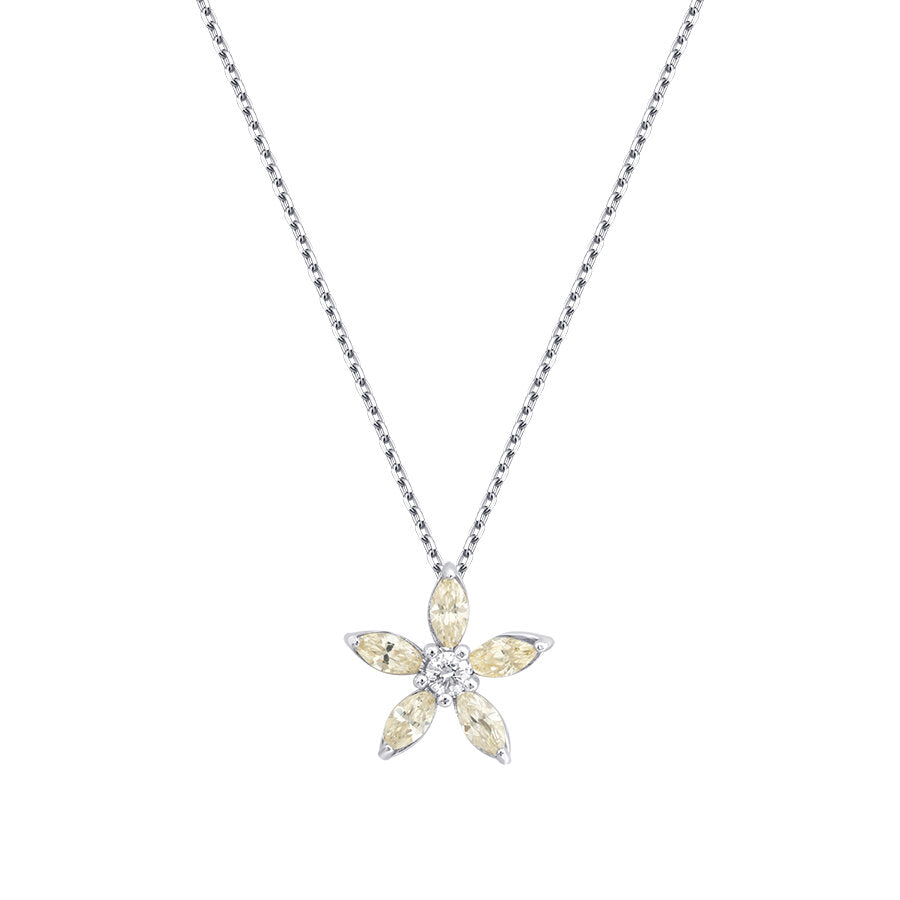 0.65 Karat Diamant Marquise Fancy Blume Halskette