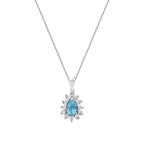 0,58 ct. Diamant Tropfen Blauer Topas Halskette