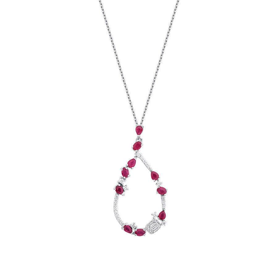 1,02 ct. Diamant Tropfen Rubin Trend Halskette