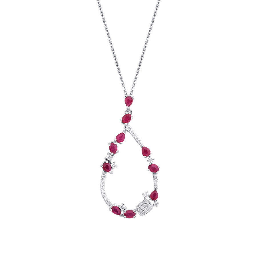 1,02 ct. Diamant Tropfen Rubin Trend Halskette