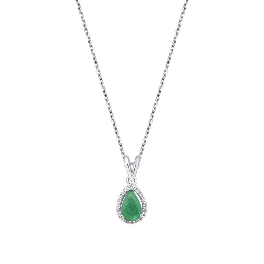 1,76 ct. Diamant Tropfen Smaragd Halskette