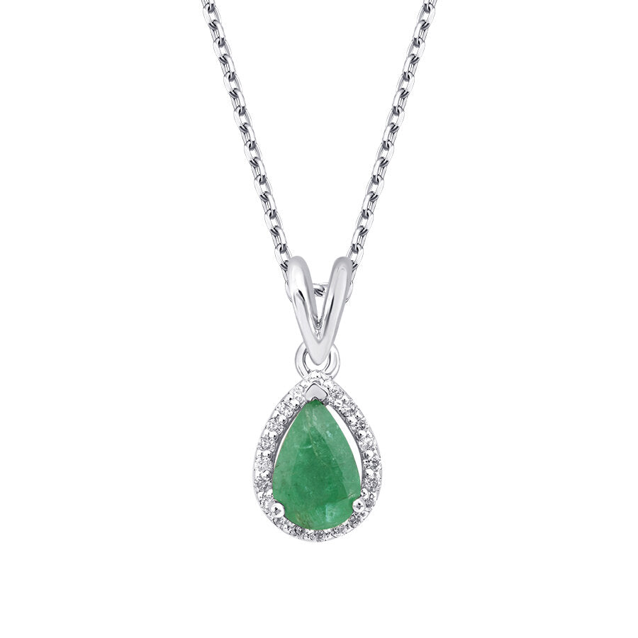 1,76 ct. Diamant Tropfen Smaragd Halskette