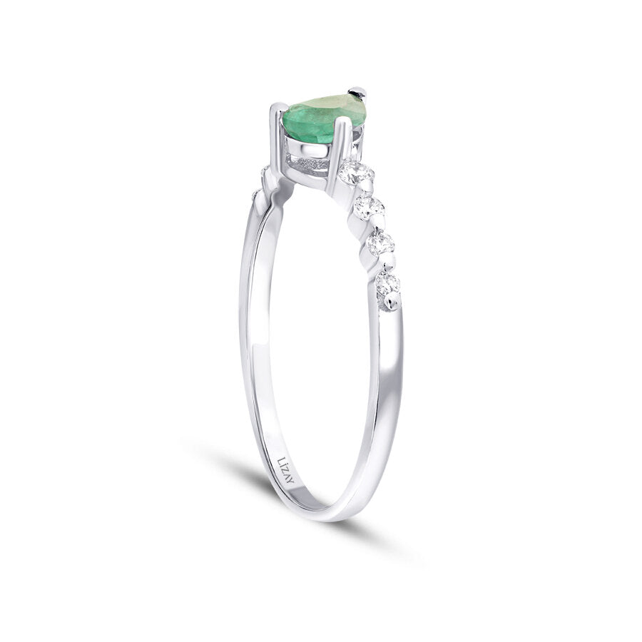 0,52 ct. Diamant Tropfen Smaragd Ring