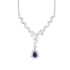 0,64 ct. Diamant Tropfen Saphir Halskette