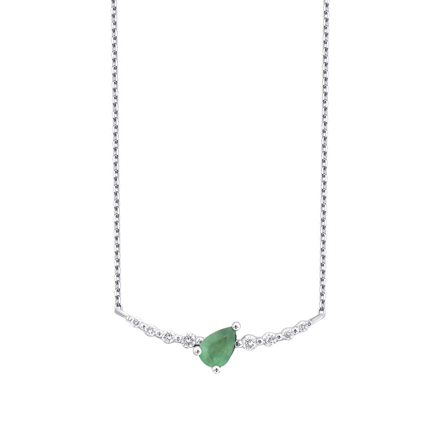 0,36 ct. Diamant Tropfen Smaragd Halskette
