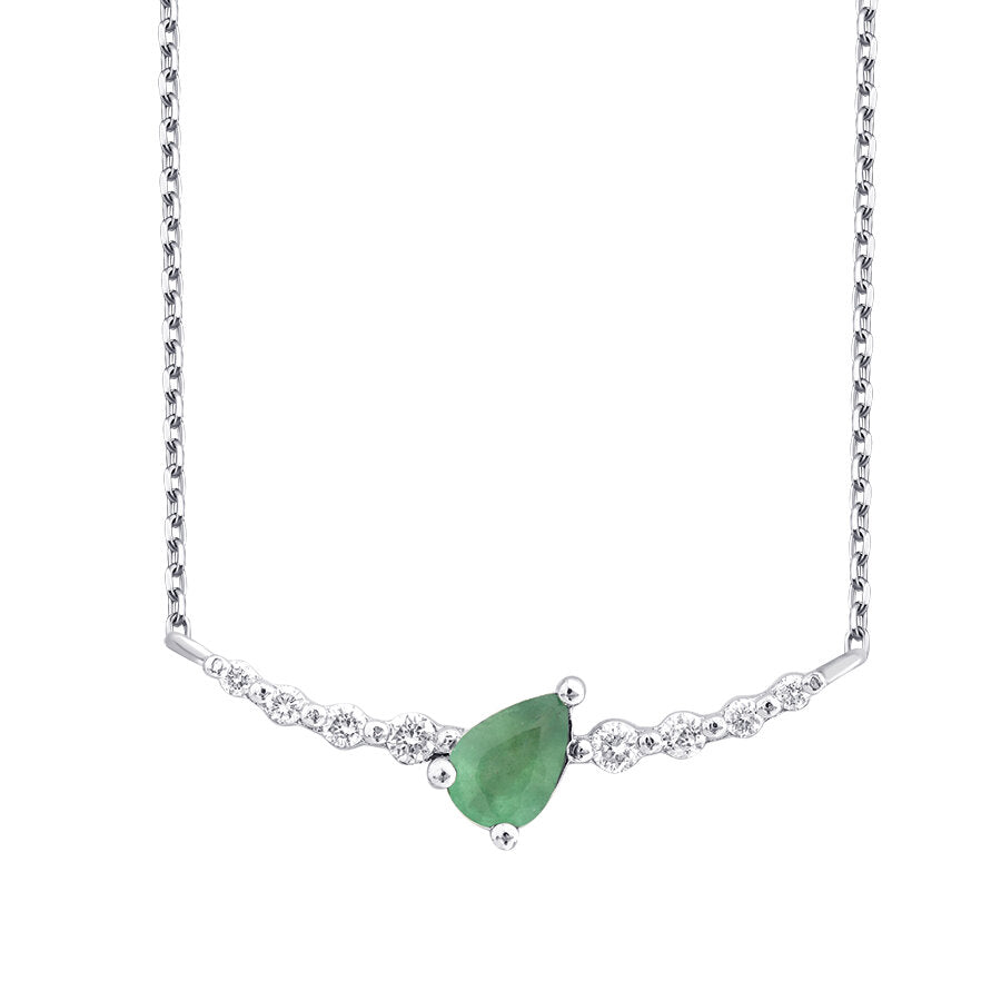 0,36 ct. Diamant Tropfen Smaragd Halskette