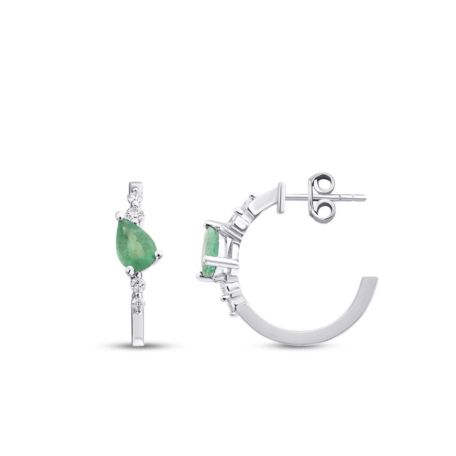 1,06 ct. Diamant Tropfen Smaragd Ohrringe
