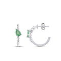 1,06 ct. Diamant Tropfen Smaragd Ohrringe