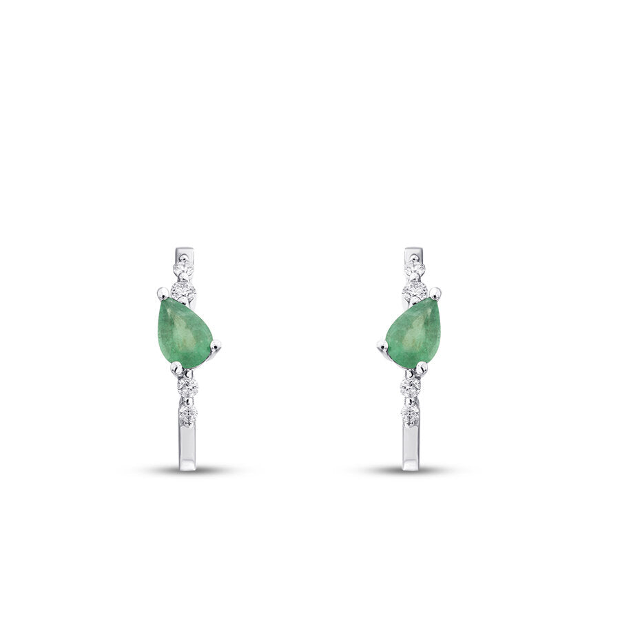 1,06 ct. Diamant Tropfen Smaragd Ohrringe
