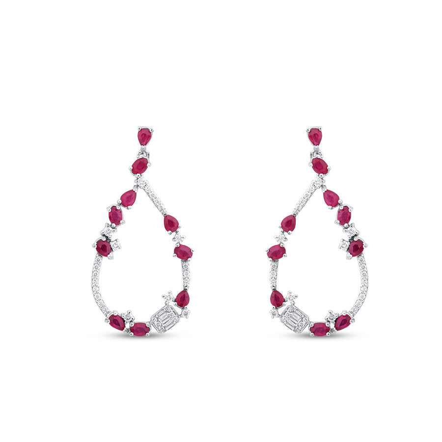 1,75 ct. Diamant Tropfen Rubin Trend Ohrringe