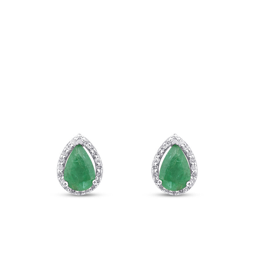 0,92 ct. Diamant Tropfen Smaragd Ohrringe