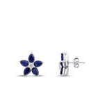 1,24 ct. Diamant Tropfen Saphir Blume Ohrringe