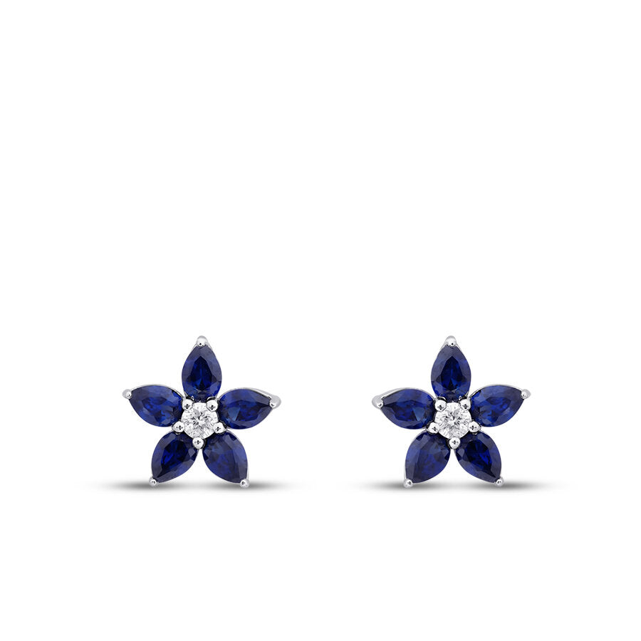1,24 ct. Diamant Tropfen Saphir Blume Ohrringe