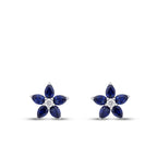 1,24 ct. Diamant Tropfen Saphir Blume Ohrringe