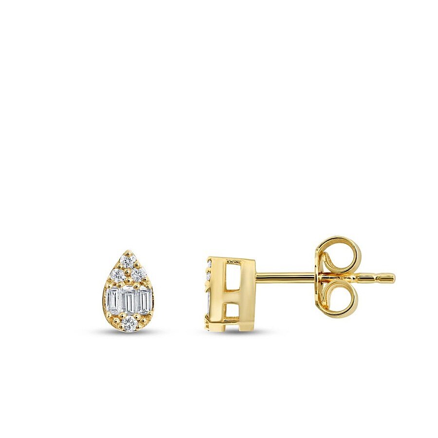 0,14 ct. Diamant Baguette Tropfen Ohrringe