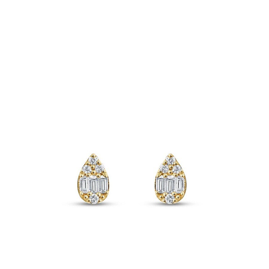0,14 ct. Diamant Baguette Tropfen Ohrringe
