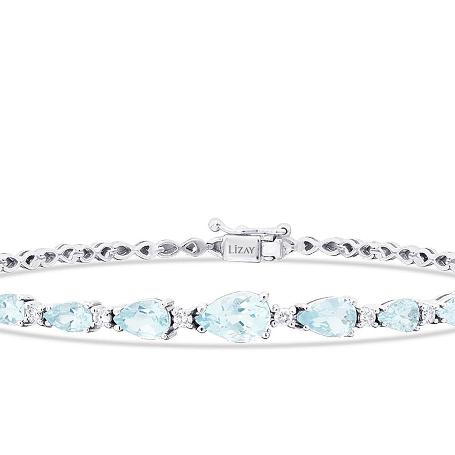 1.99 ct. Diamant Aquamarin Tropfen Armband