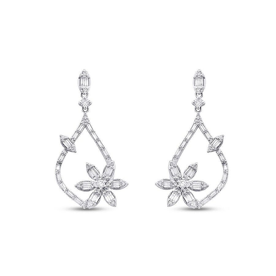 0.80 ct. Diamant Baguette Blume Ohrringe
