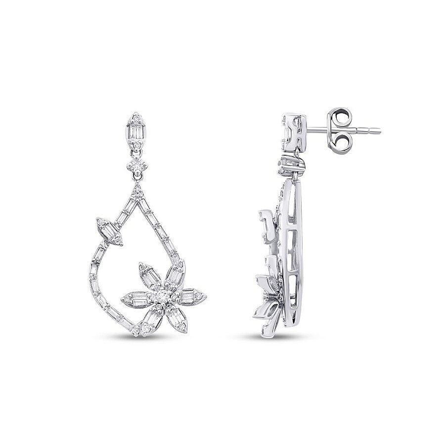 0.80 ct. Diamant Baguette Blume Ohrringe