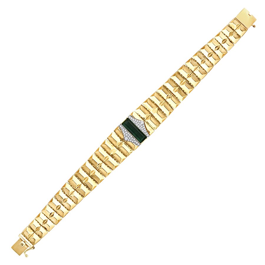 Prisma-Armband mit grünem Stein aus Gold