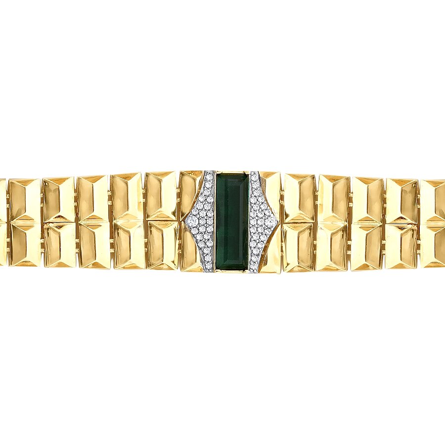 Prisma-Armband mit grünem Stein aus Gold
