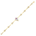 Trend-Armband mit fuchsienfarbenem dreieckigem Stein aus Gold
