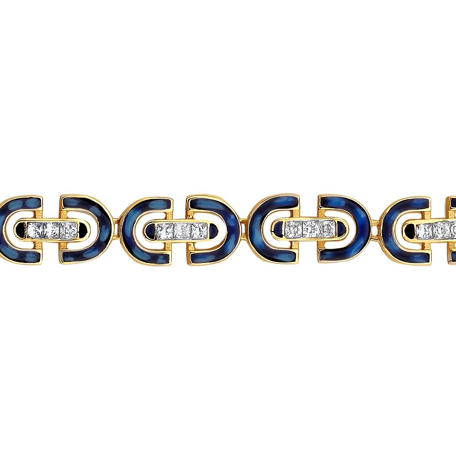 Trend-Armband mit marineblauer Emaille und Stein aus Gold