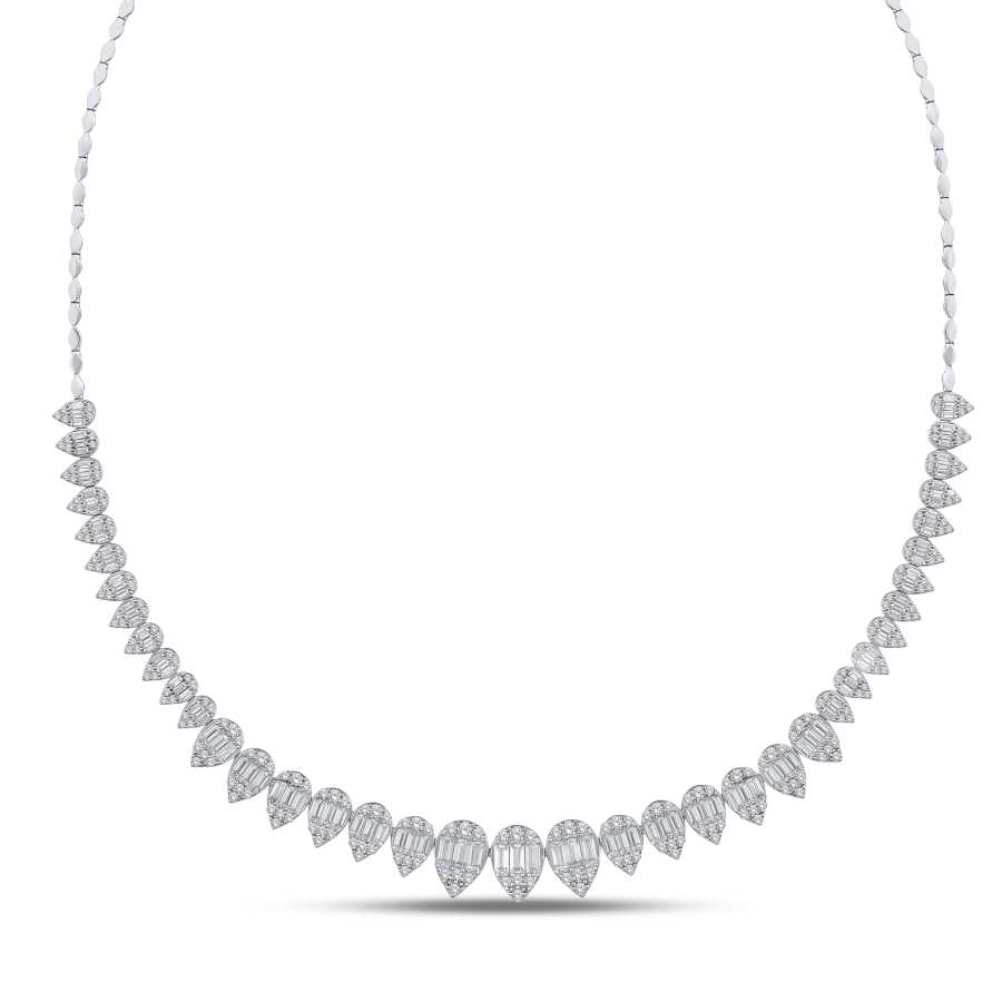 Baguette-Collier mit Tropfen-Design aus Gold