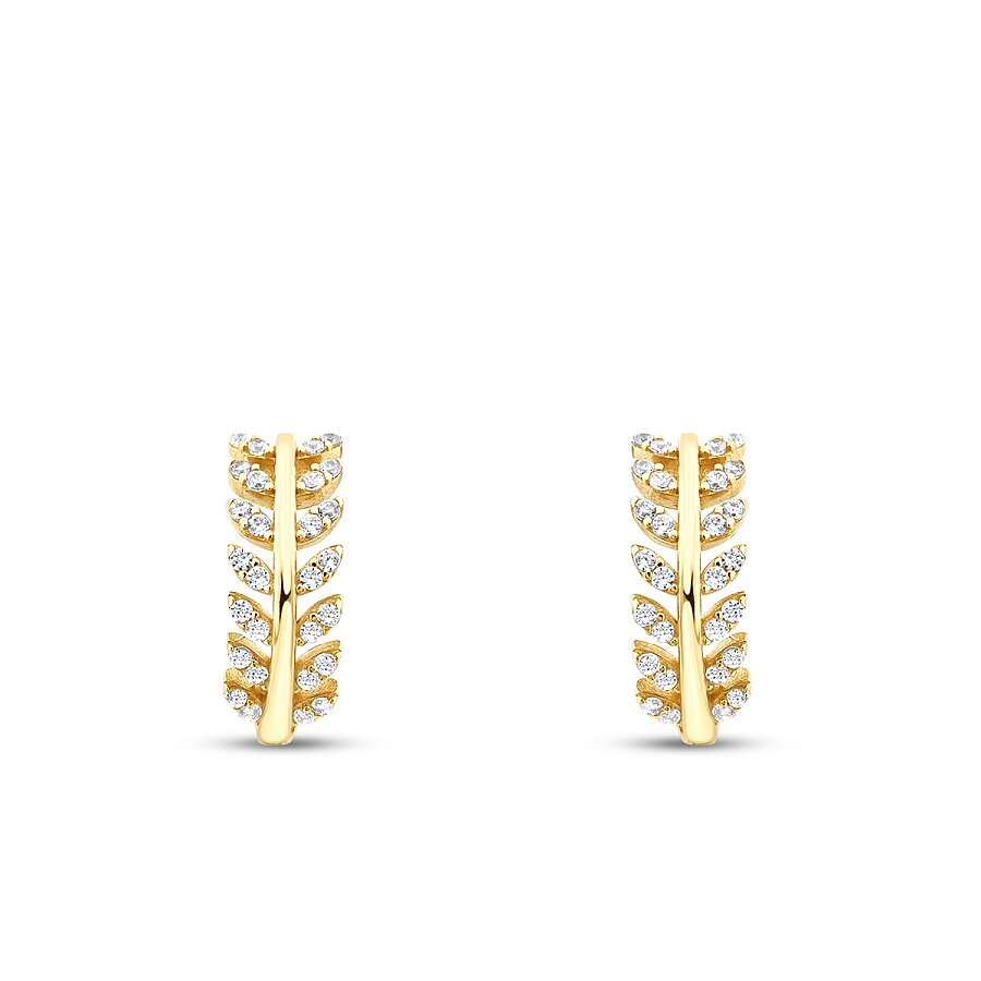 Trend-Ohrringe mit Stein und Blattmotiv aus Gold