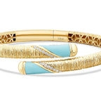 Detailreicher Armreif mit blauer Emaille aus Gold