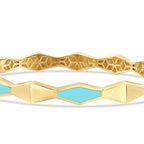 Geometrischer Armreif mit türkisfarbener Emaille aus Gold