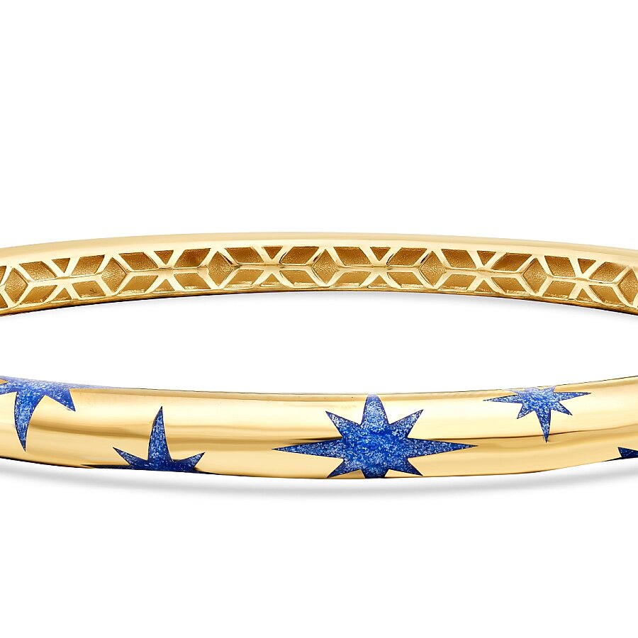 Stern-Armreif mit blauer Emaille aus Gold
