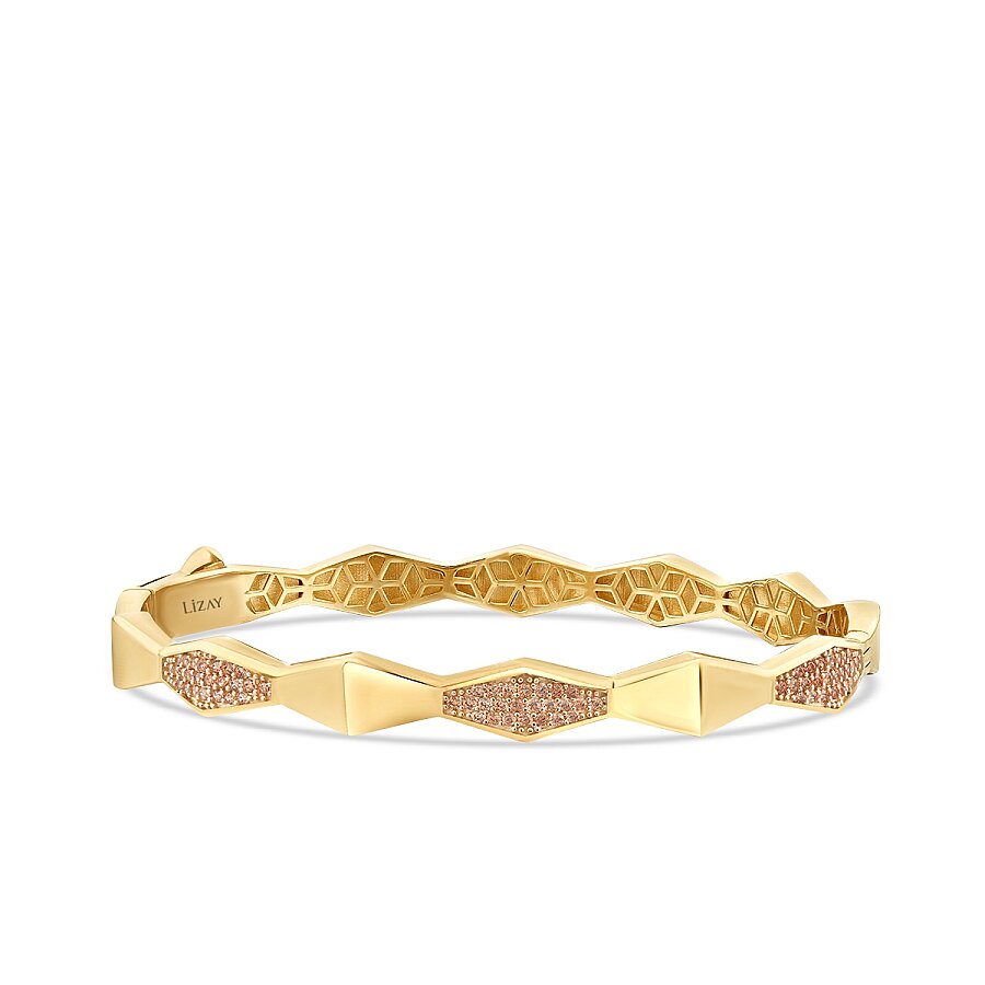 Geometrischer Stein-Armreif aus Gold