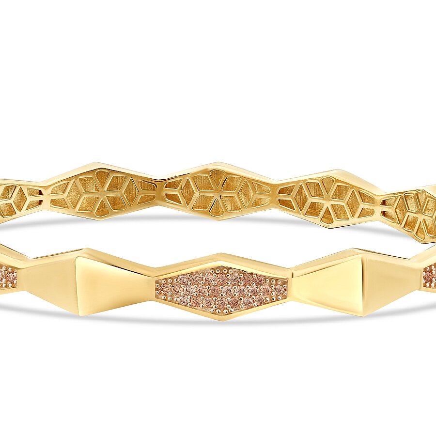 Geometrischer Stein-Armreif aus Gold
