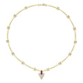 Trend-Halskette mit fuchsienfarbenem dreieckigem Stein aus Gold