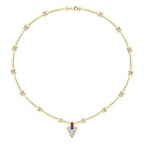 Trend-Halskette mit fuchsienfarbenem dreieckigem Stein aus Gold